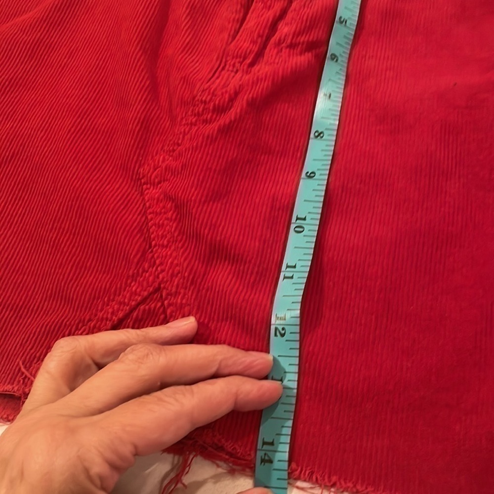 PacSun  Chili Pepper Romantic Red corduroy mini distressed hem skirt in size 27 - Picture 5 of 6